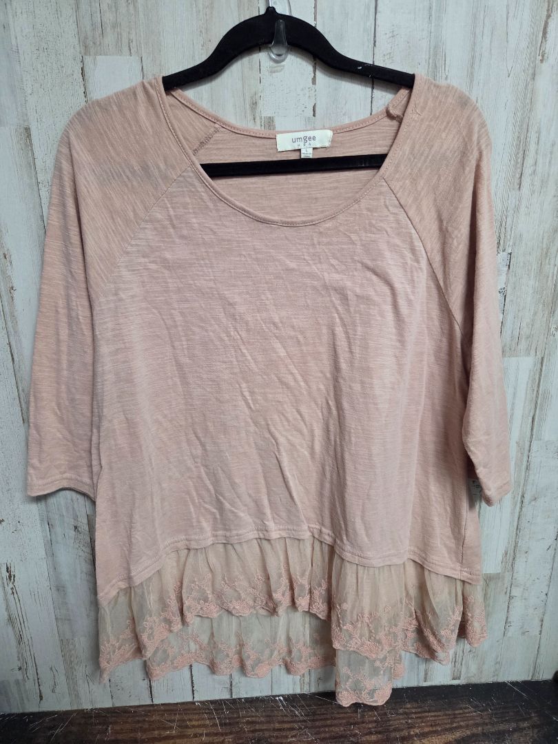 TAN UMGEE LACE BOTTOM TOP, LADIES L
