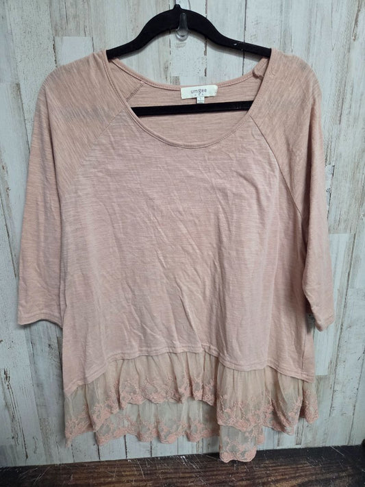 TAN UMGEE LACE BOTTOM TOP, LADIES L