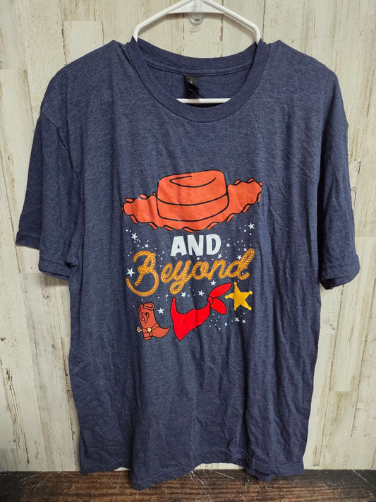 NAVY GILDAN AND BEYOND TEE, LADIES L