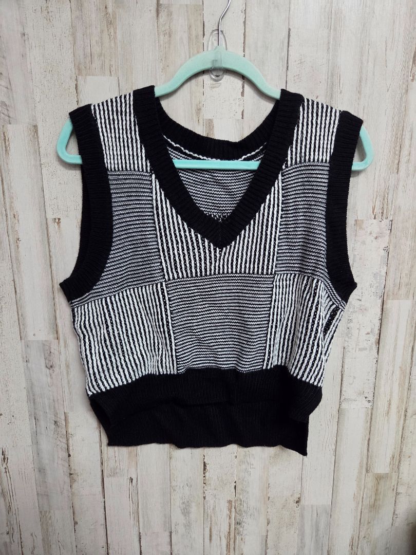 BLACK/WHITE SHEIN KNIT CROP VEST, LADIES M