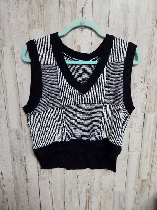 BLACK/WHITE SHEIN KNIT CROP VEST, LADIES M