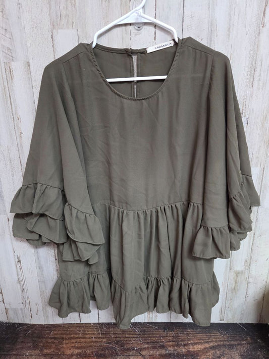 OLIVE CARAMELA RUFFLE BLOUSE, LADIES M