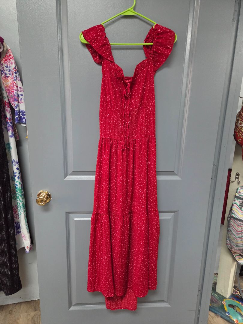 RED  OPEN BACK MAXI DRESS, LADIES XL