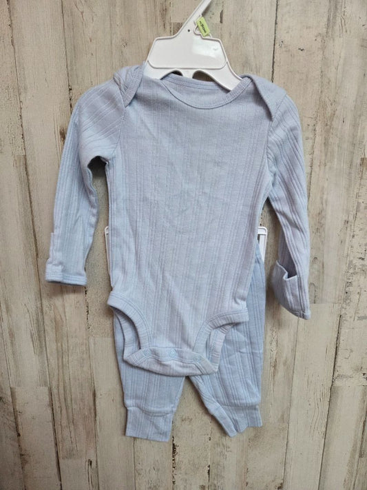 LIGHT BLUE CARTERS RIBBED OUTFIT, BOYS 0-3M