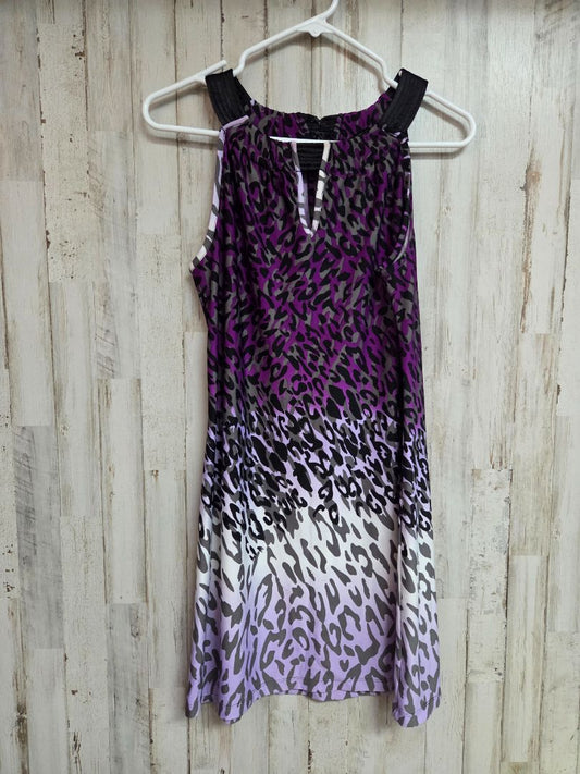 PURPLE NEW DIRECTIONS OMBRE CHEETAH DRESS, LADIES M