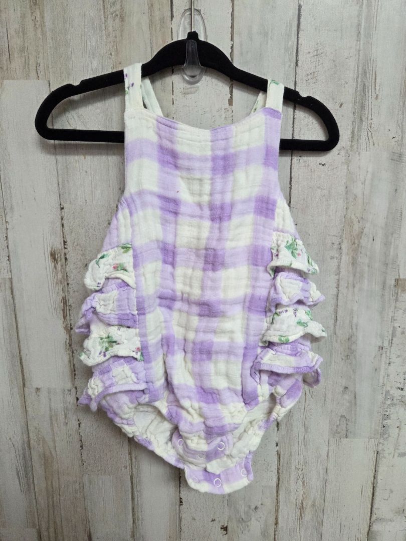 PURPLE/WHITE ANGEL DEAR MUSLIN PLAID BUBBLE, GIRL 12-18M