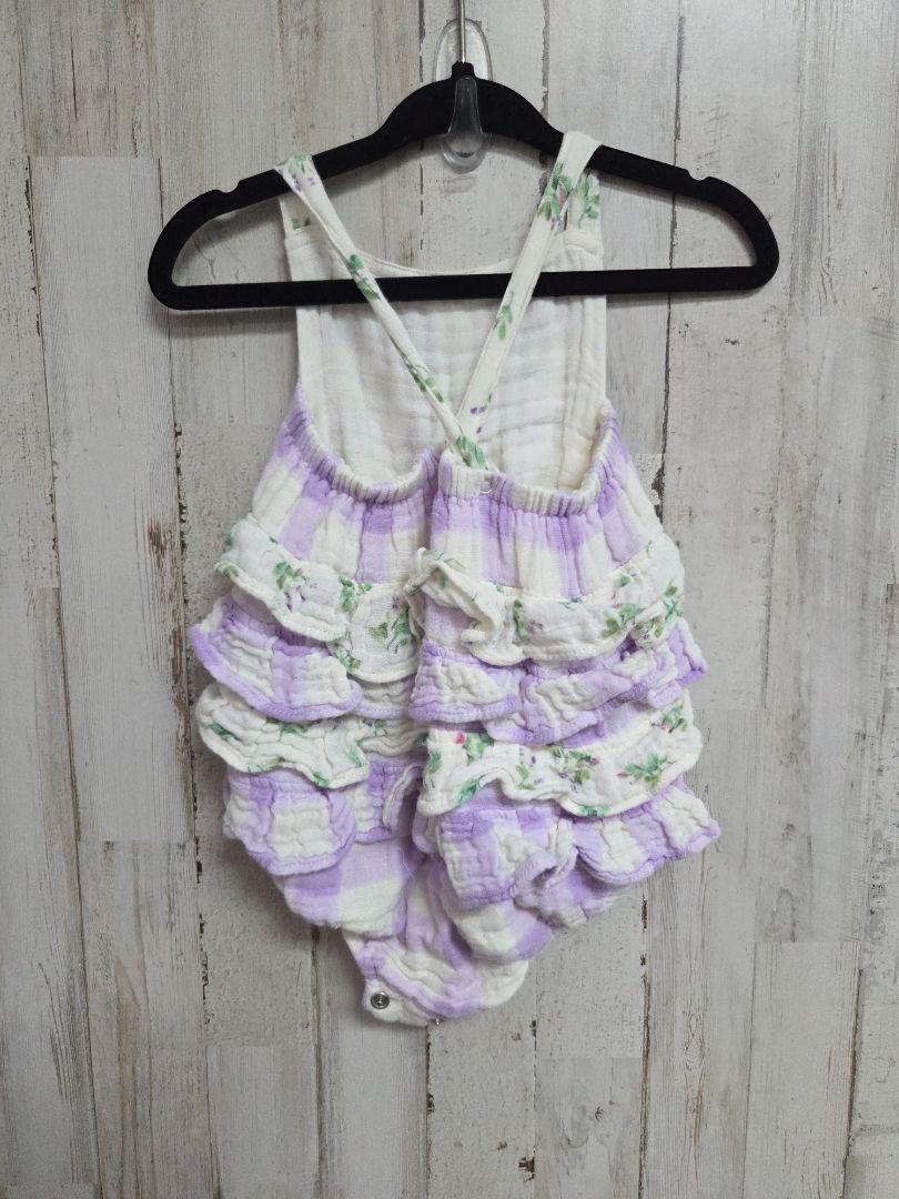 PURPLE/WHITE ANGEL DEAR MUSLIN PLAID BUBBLE, GIRL 12-18M