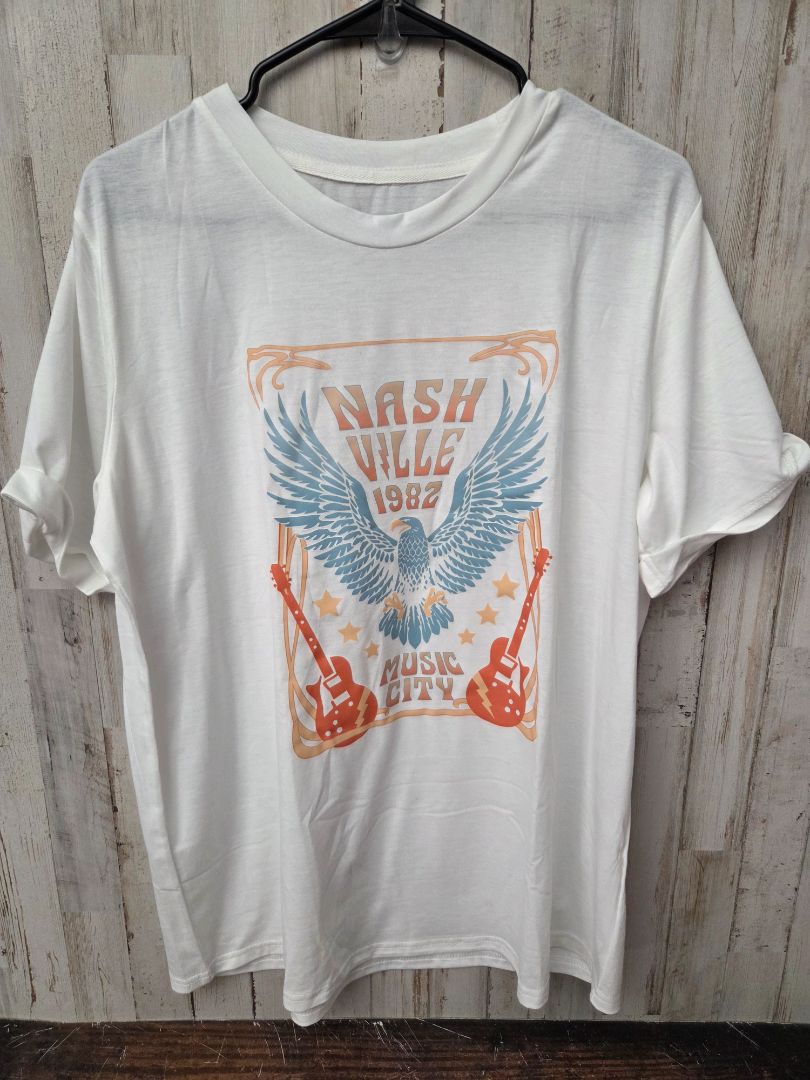 WHITE  NASHVILLE TEE, LADIES XL