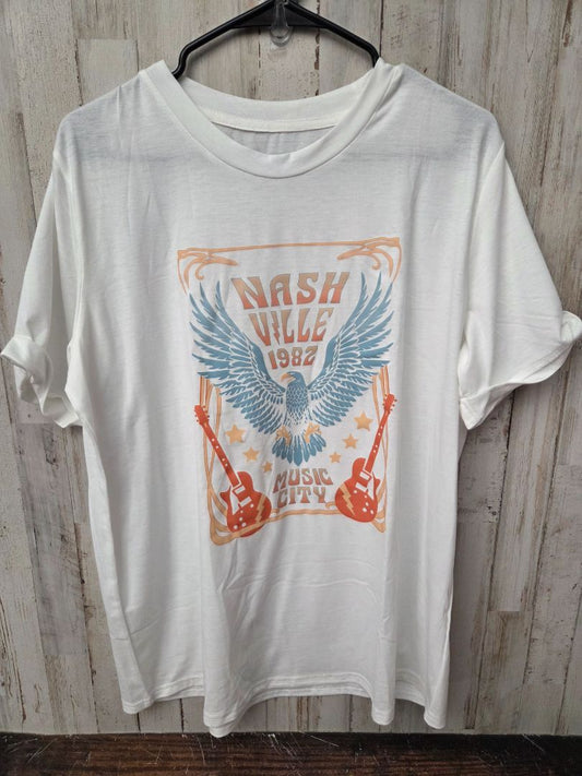 WHITE  NASHVILLE TEE, LADIES XL