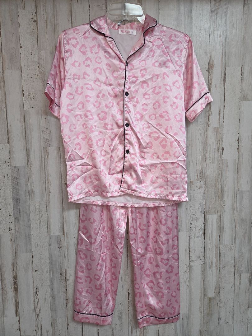 PINK TOP GAL SATIN 2PC PJ SET, GIRLS 14
