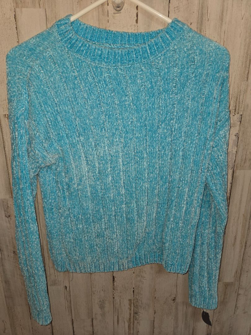 BLUE NO BOUNDARIES RIBBED SWEATER, LADIES XS