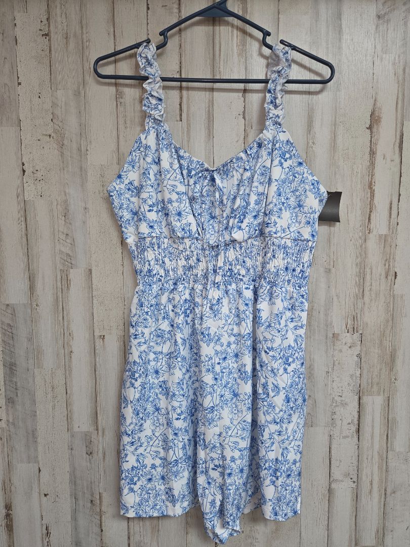 BLUE/WHITE  FLORAL ROMPER, LADIES XL