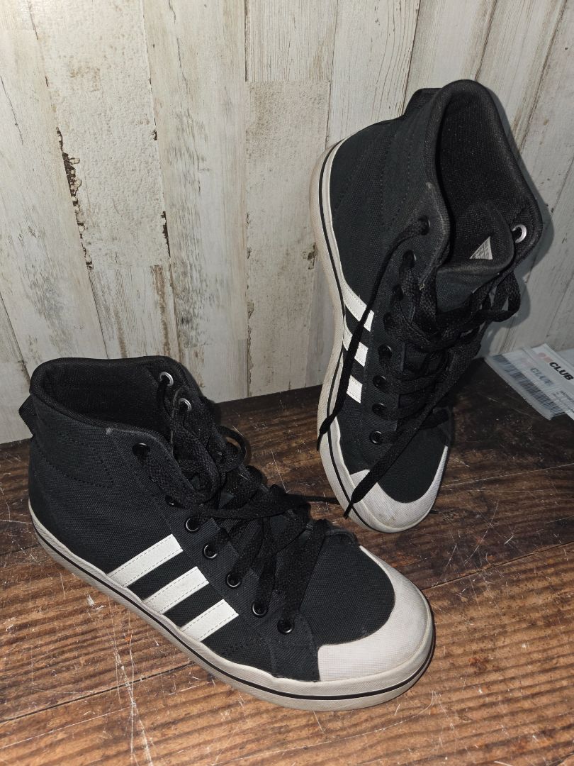 BLACK ADIDAS HI TOP SNEAKERS, SHOES A9