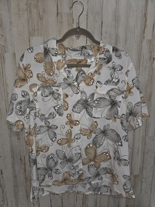 GREY ALFRED DUNNER SZ14 SHEER BUTTERFLY TOP, LADIES XL