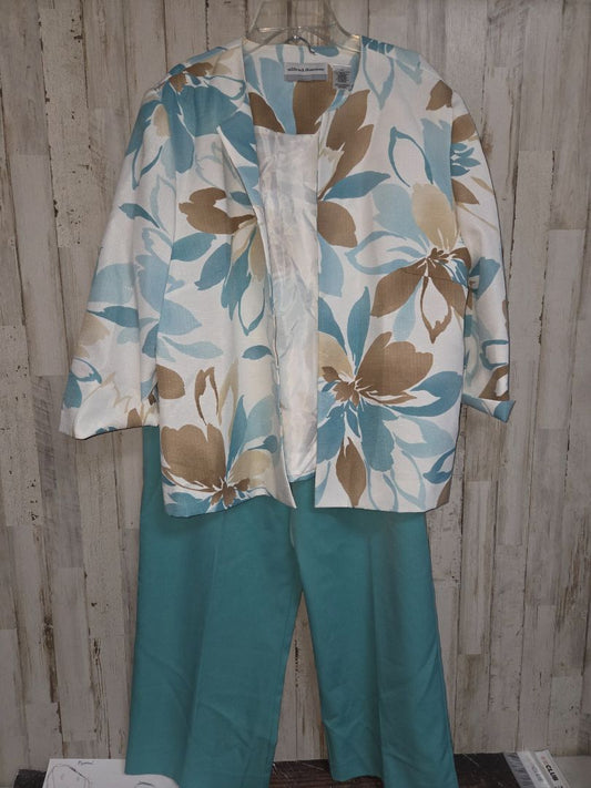 BLUE/TAN ALFRED DUNNER SZ16P PANTS & JACKET, LADIES XL