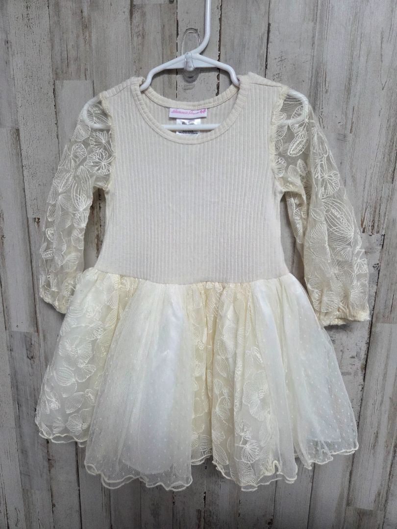 cream bonnie jean flower overlay dress, girl 2t