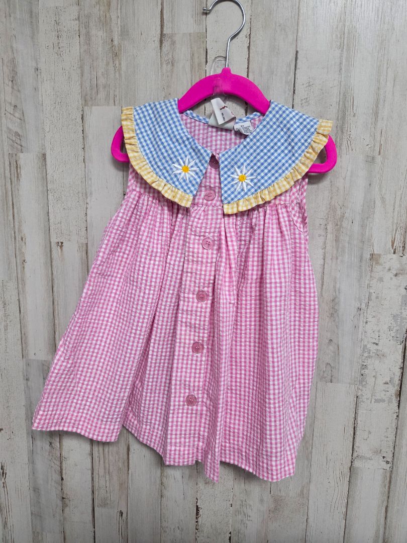 pink radishes & roses button front dress, girl 3t