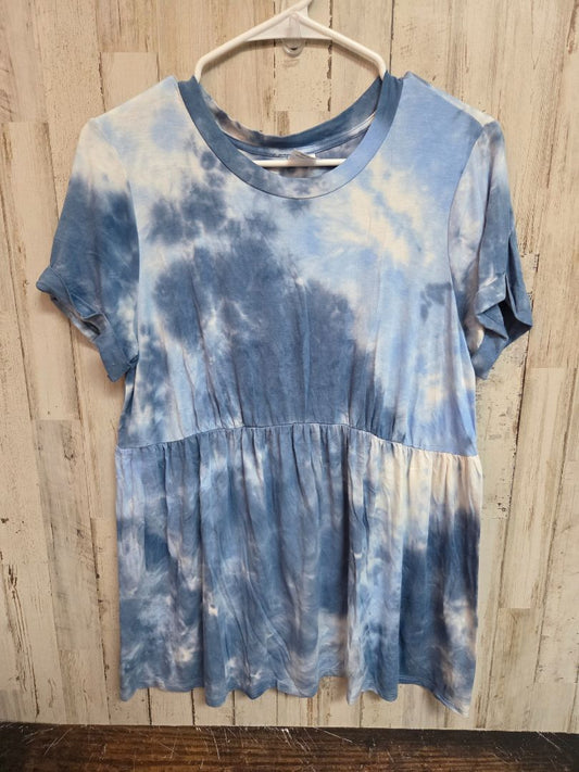 BLUE/WHITE TIME & TRU TYE DYE MATERNITY TOP, LADIES S