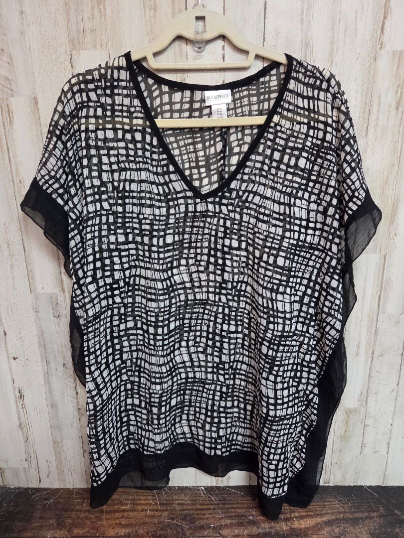 BLACK MOTHERHOOD SHEER PRINTED MATERNITY TOP, LADIES M