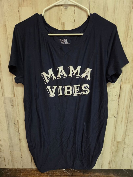 NAVY TIME & TRU MAMA VIBES MATERNITY TEE, LADIES L