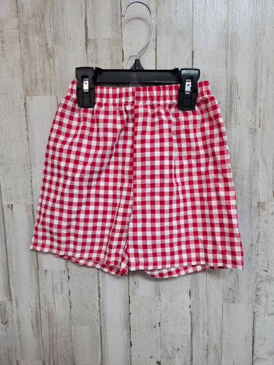 RED SHEIN PLAID SHORTS, GIRLS 6