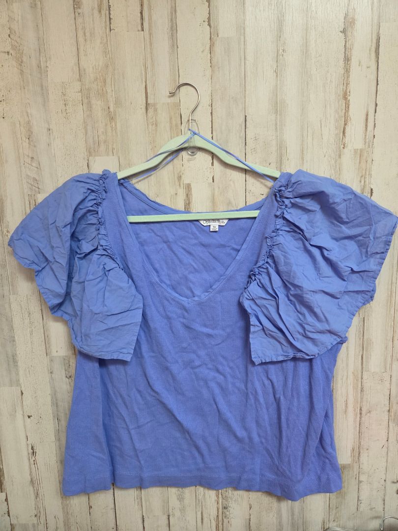 BLUE OPHELIA ROE RUFFLE SLEEVE TOP, LADIES 3X