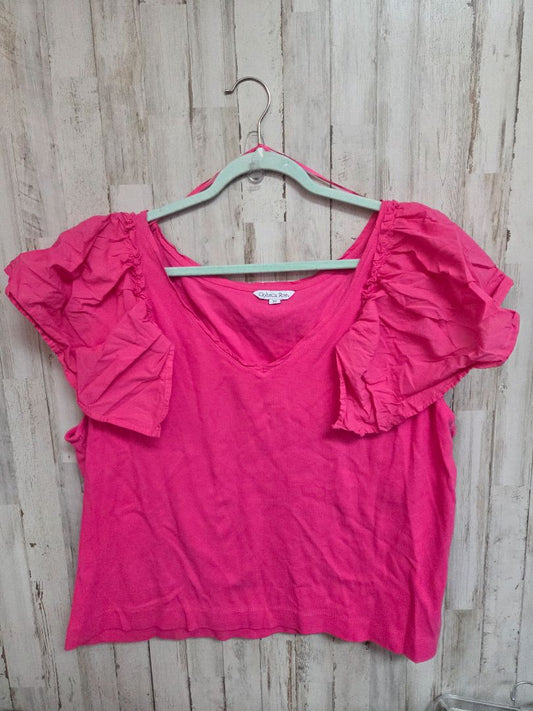 PINK OPHELIA ROE RUFFLE SLEEVE TOP, LADIES 3X