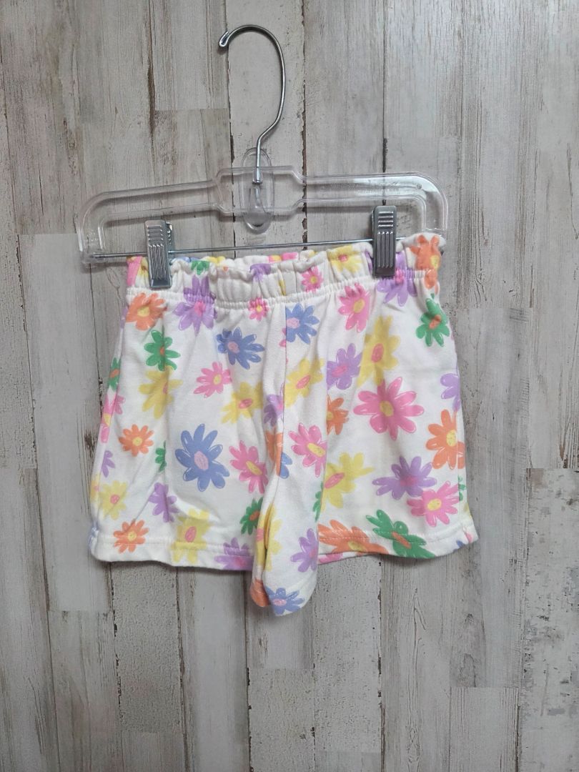 WHITE GARANIMALS FLOWER SHORTS, GIRL 5T