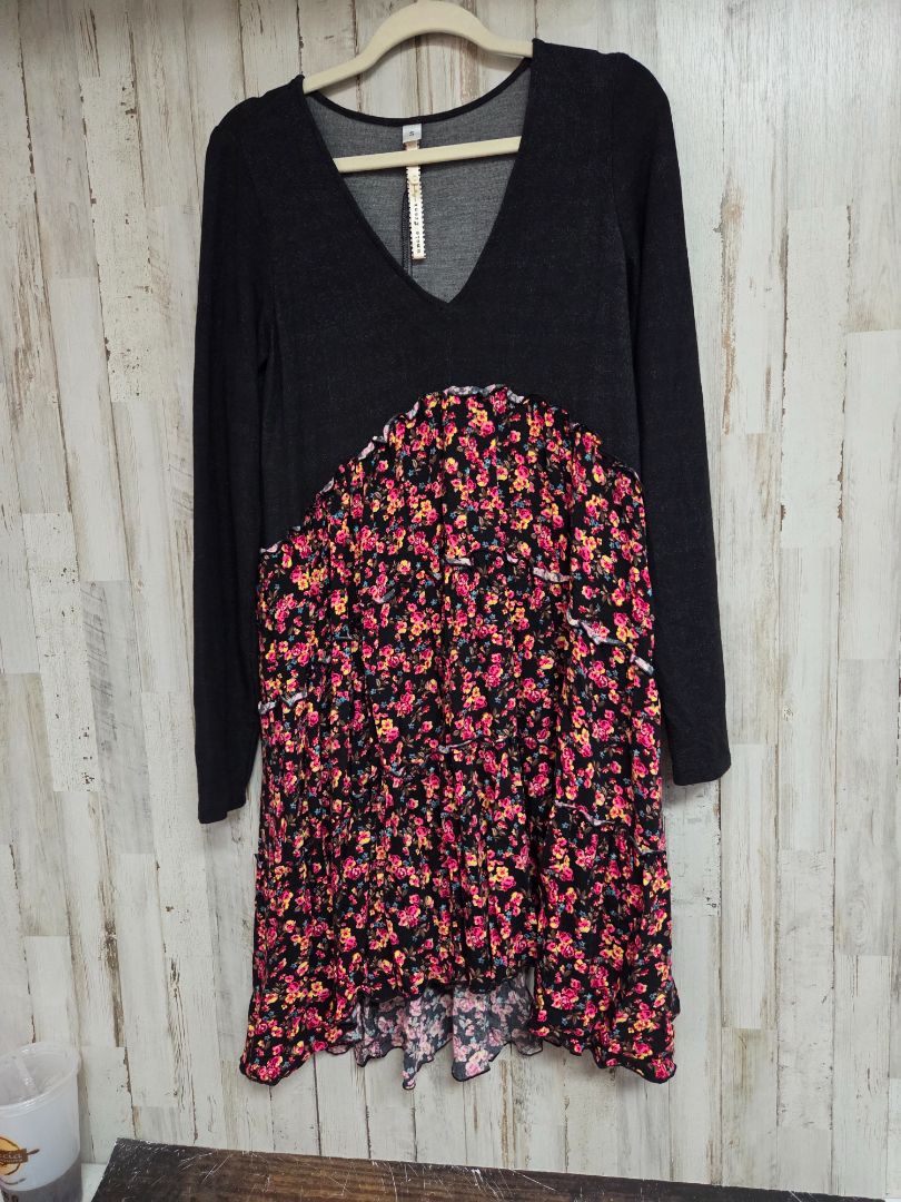 BLACK UNCLE FRANK FLORAL TIER DRESS, LADIES S