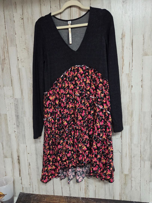 BLACK UNCLE FRANK FLORAL TIER DRESS, LADIES S
