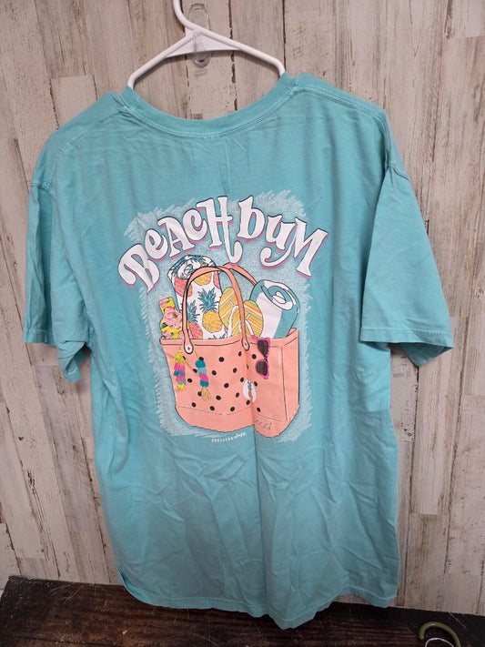 TURQUOISE COMFORT COLORS BEACH BUM TEE, LADIES L