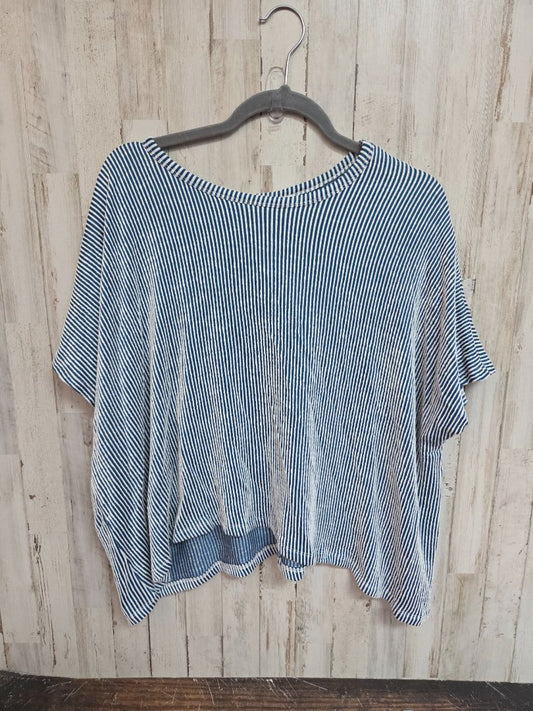 white/teal zenana ribbed top, ladies s/m