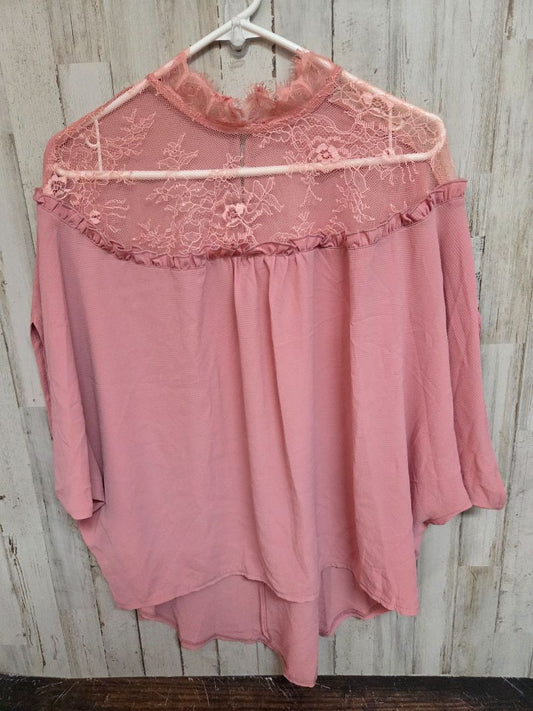 muave shein lace neck blouse, LADIES M