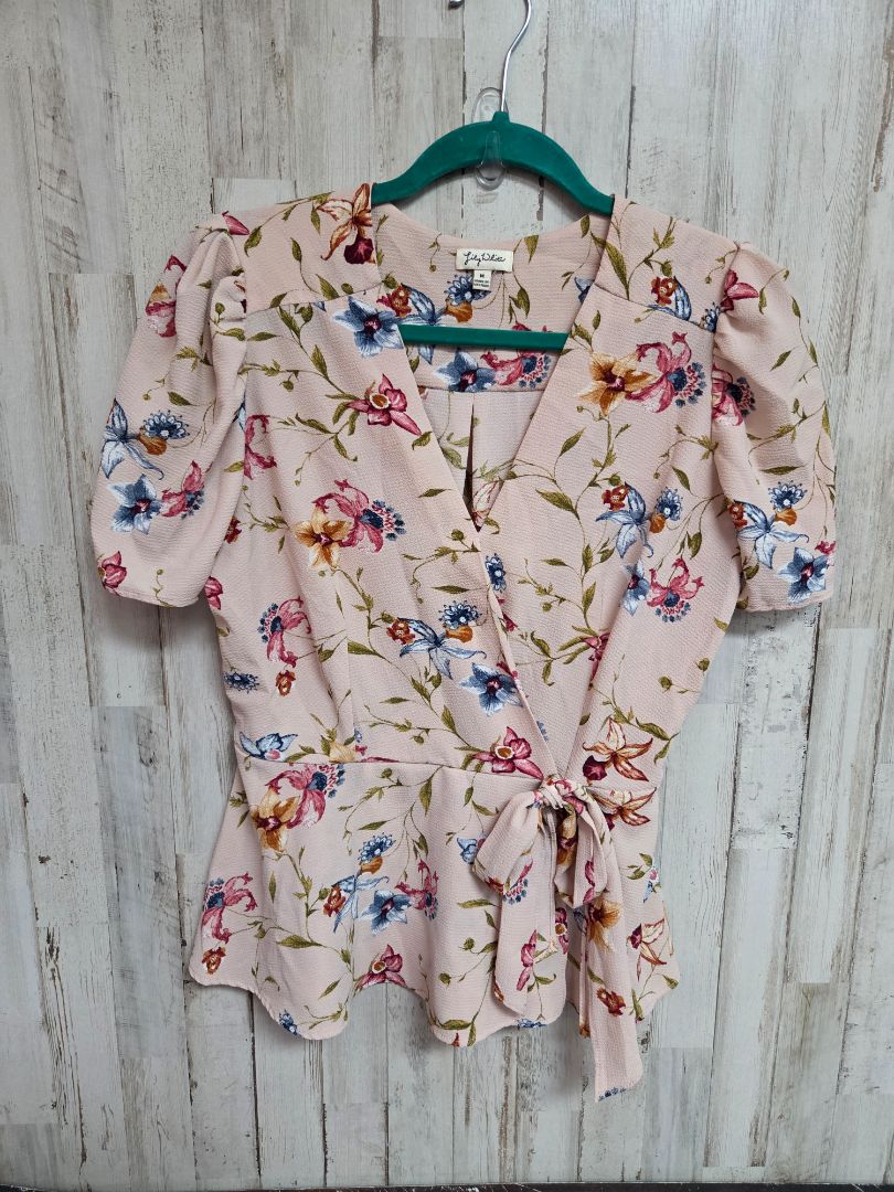 tan lily white floral bow top, LADIES M