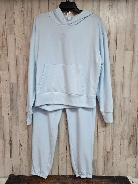 BABY BLUE YOGALICIOUS SOFT 2PC SWEATSUIT, LADIES M