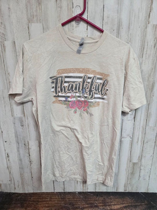 TAN NEXT LEVEL THANKFUL TEE, LADIES M