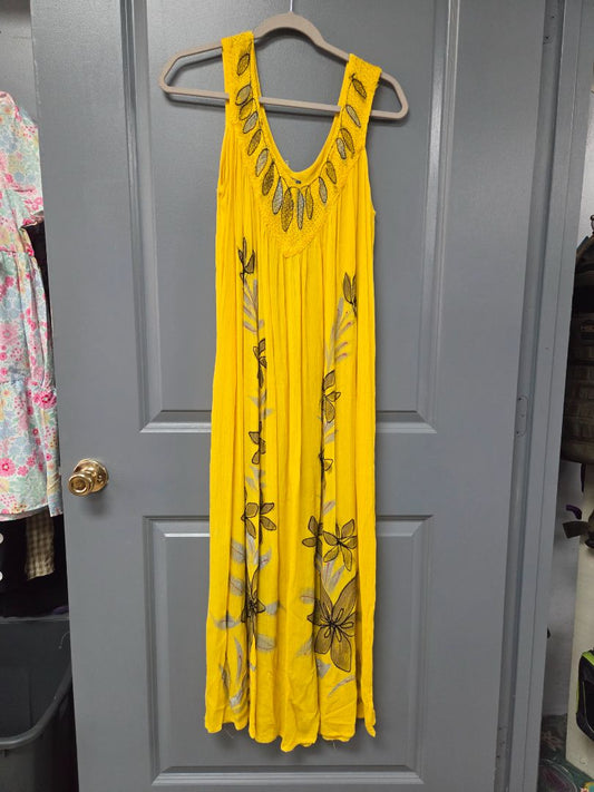 YELLOW SHOE SHOCK EMBROIDERED FLORAL DRESS, LADIES OS