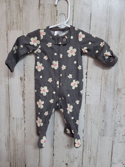 GREY GERBER FLOWER SLEEPER, GIRL PREEMIE