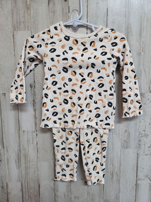 CREAM STARTING OUT RIBBED CHEETAH PJ SET, GIRL 18M