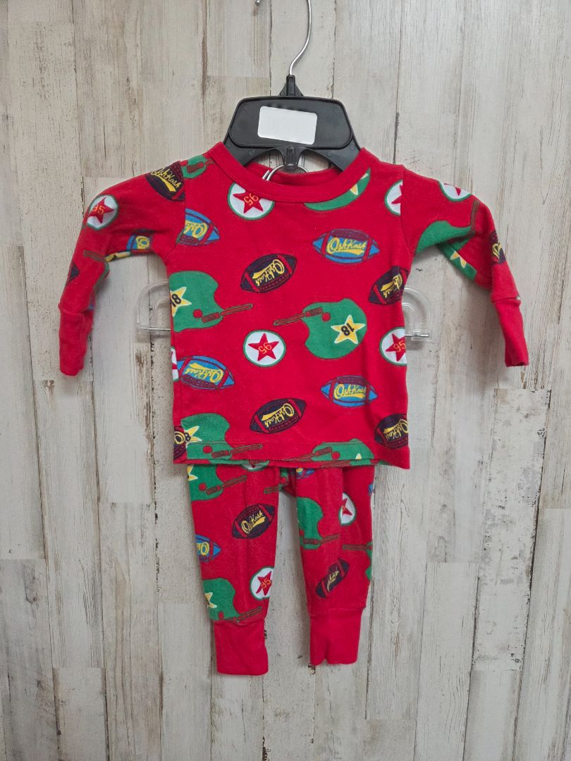 RED OSHKOSH FOOTBALL PJ SET, BOY 9M