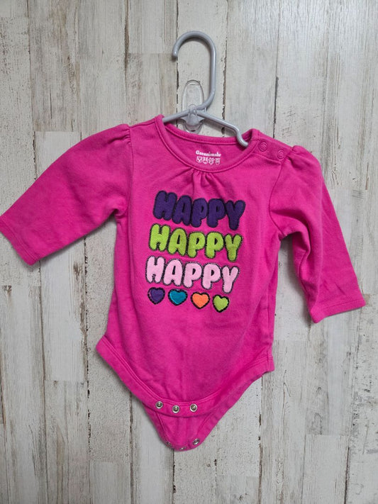 pink garanimals happy onesie, girl 3-6m