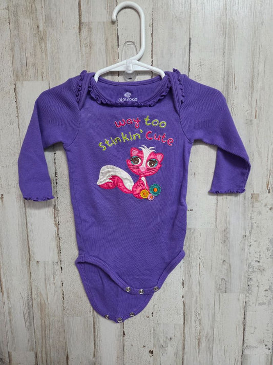 purple okie dokie stinkin cute onesie, girl 9m