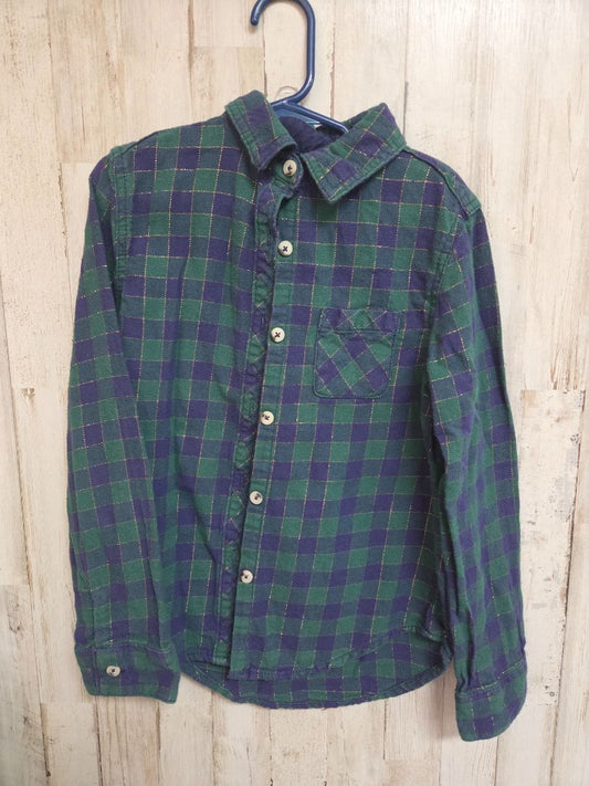 green cat & jack plaid button up, girl 7/8