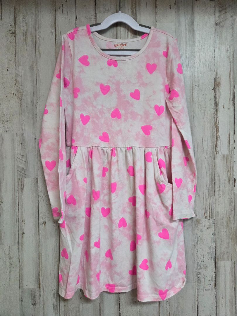 pink cat & jack heart dress, girl 10/12