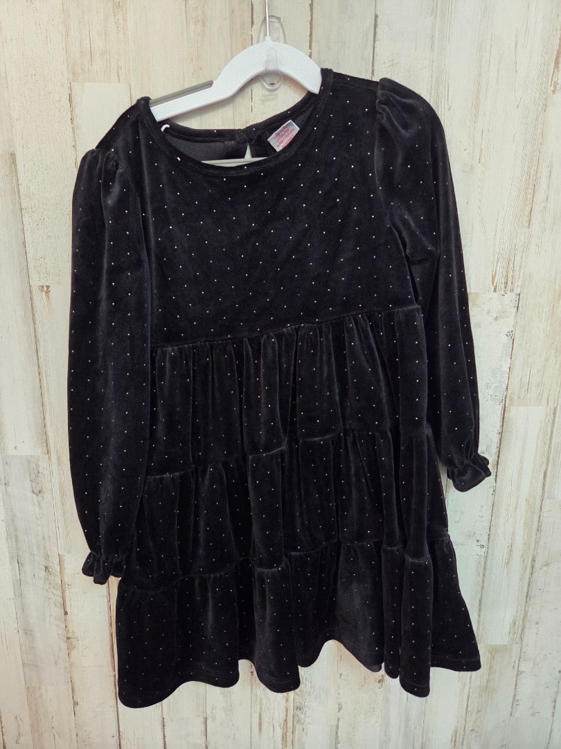 BLACK TAHARI VELVET DOT TIER DRESS, GIRL 6