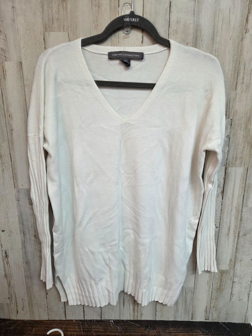 white french connection ribbed sleeve sweater, LADIES XS