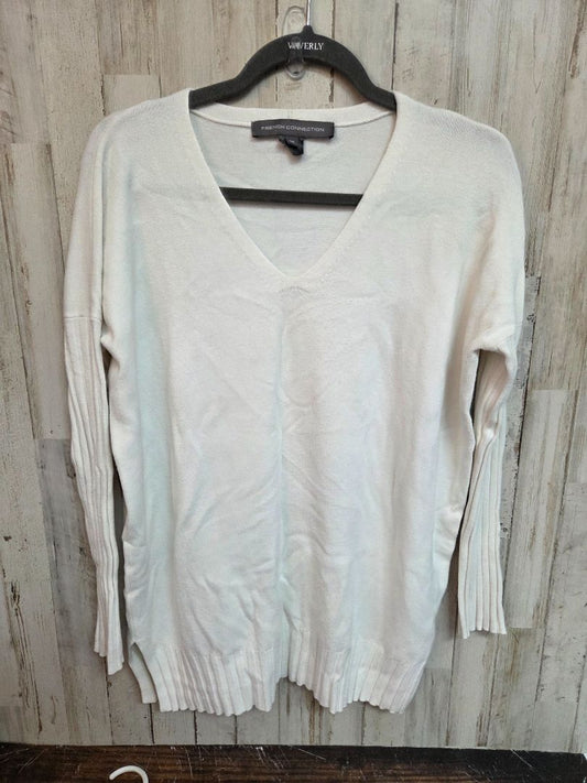 white french connection ribbed sleeve sweater, LADIES XS