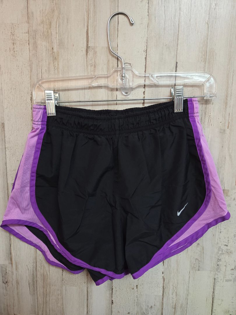 BLACK/PURPLE NIKE MESH PANEL SHORTS, LADIES M