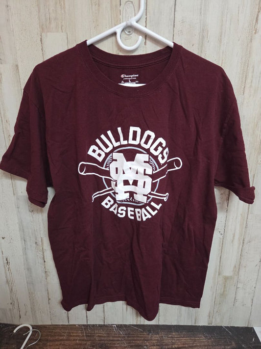 MAROON CHAMPION BULLDOG BASEBALL TEE, LADIES L