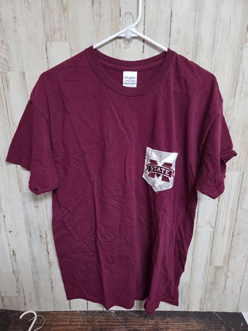 MAROON GILDAN M STATE POCKET TEE, LADIES L